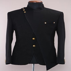 Black Italian Woven Jodhpuri Suits