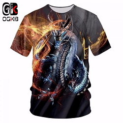 Funny Print Fire Dragon 3D T-shirt