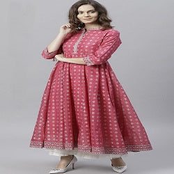 Peach Color Cotton Blend Anarkali Style kurtis